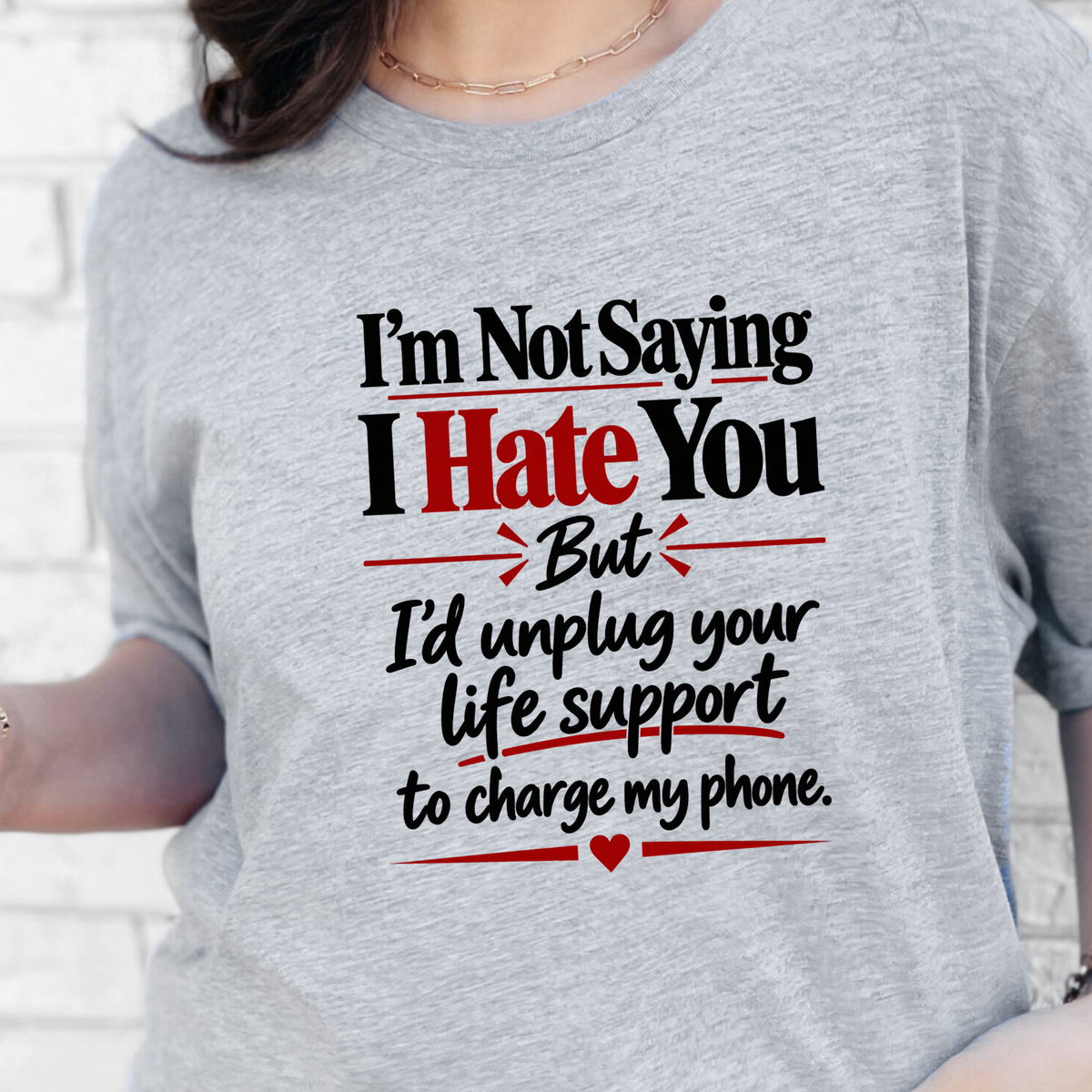 Wholesale Not Saying I Hate You Graphic Tee - Grey
