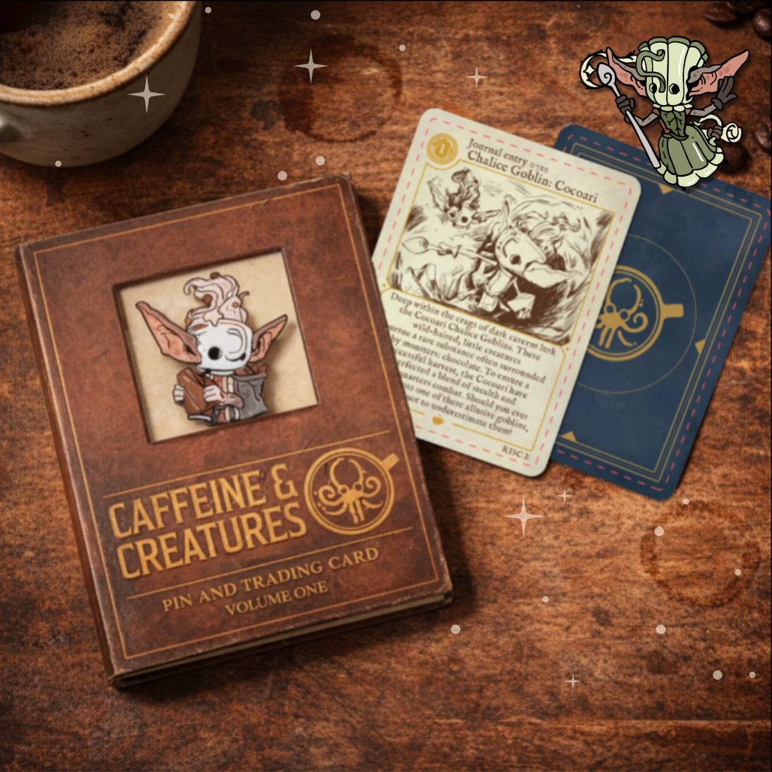 Caffeine & Creatures - Enamel Pin & Trading Card Subscription (Preorder)