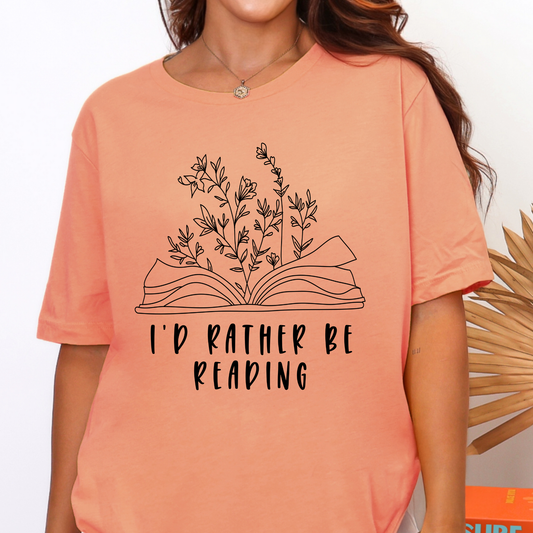 Wholesale I'd Rather Be Reading Graphic Tee - Sunset Tee