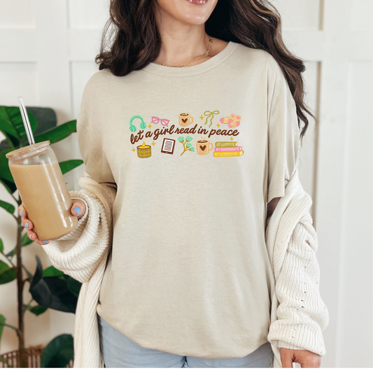 Wholesale Let a Girl Read in Peace Graphic Tee - Natural Tee