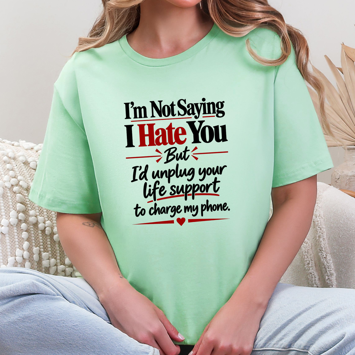 Wholesale Not Saying I Hate You Graphic Tee - Mint