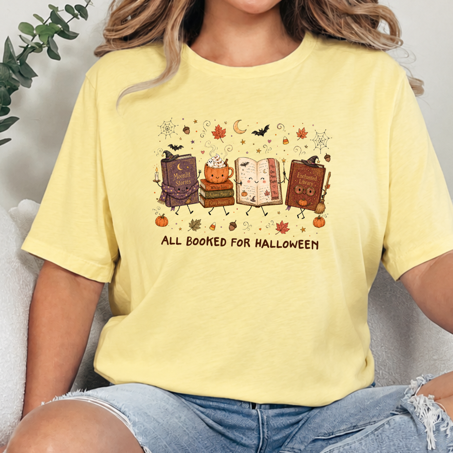 Wholesale Booked for Halloween Graphic Tee - French Vanilla