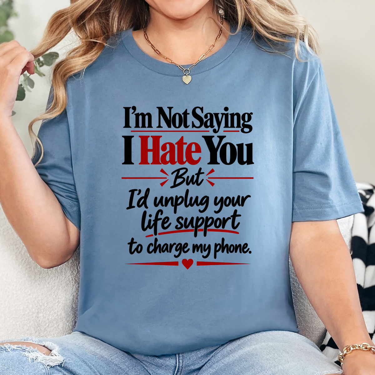 Wholesale Not Saying I Hate You Graphic Tee - Steel Blue