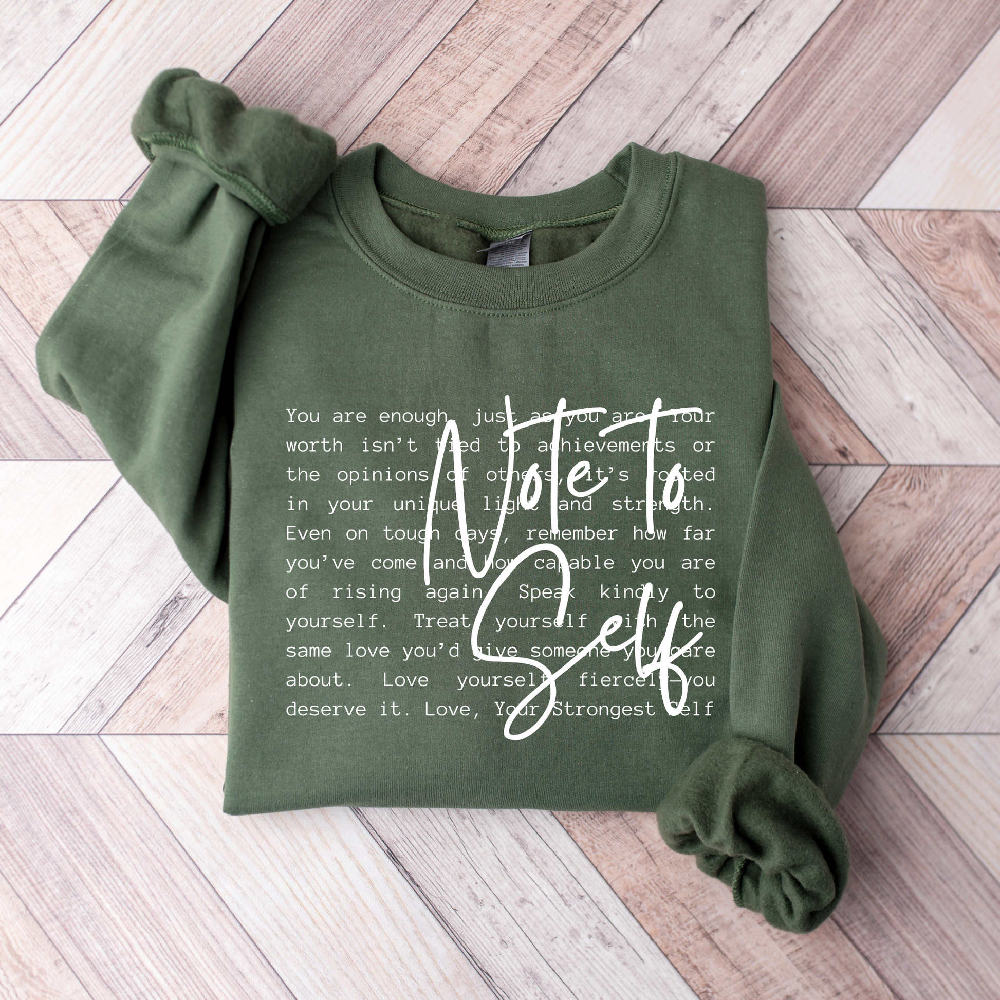 Wholesale Note to self Sweatshirt - Military Green Sweatshirt