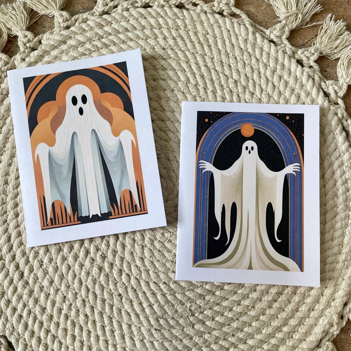 Art Deco Ghost Halloween Note Cards 