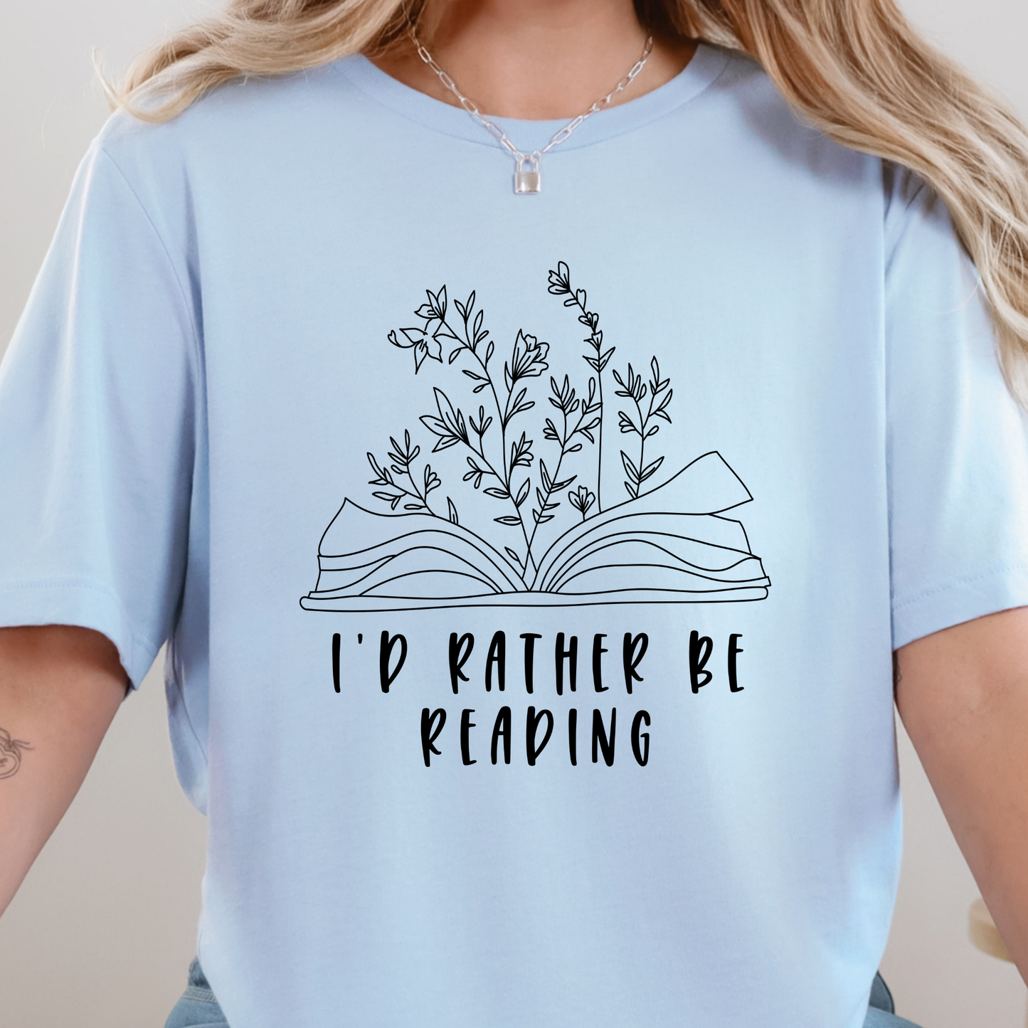 Wholesale I'd Rather Be Reading Graphic Tee - Baby Blue Tee