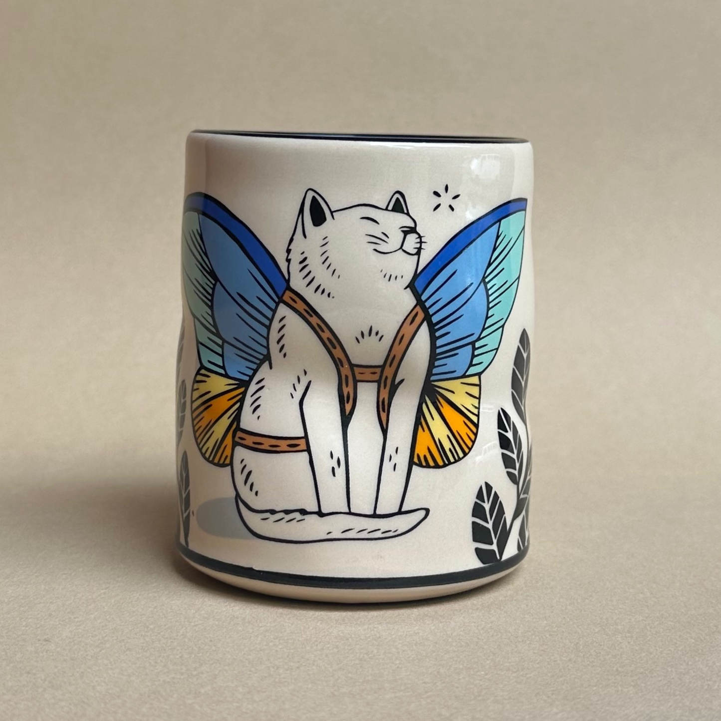 Sun Dappled Cat Spark Cup - Large Ceramic Mug