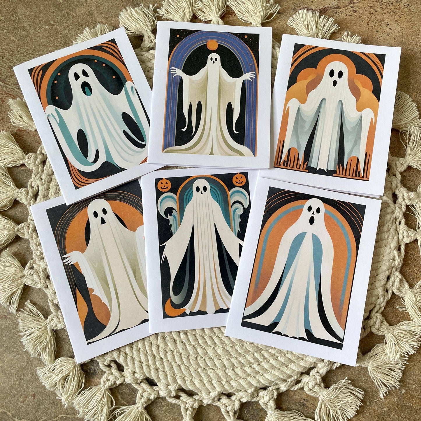 Art Deco Ghost Halloween Note Cards 