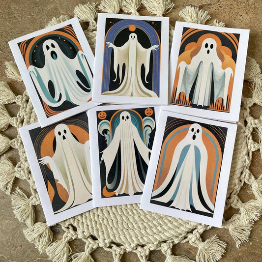 Art Deco Ghost Halloween Note Cards 