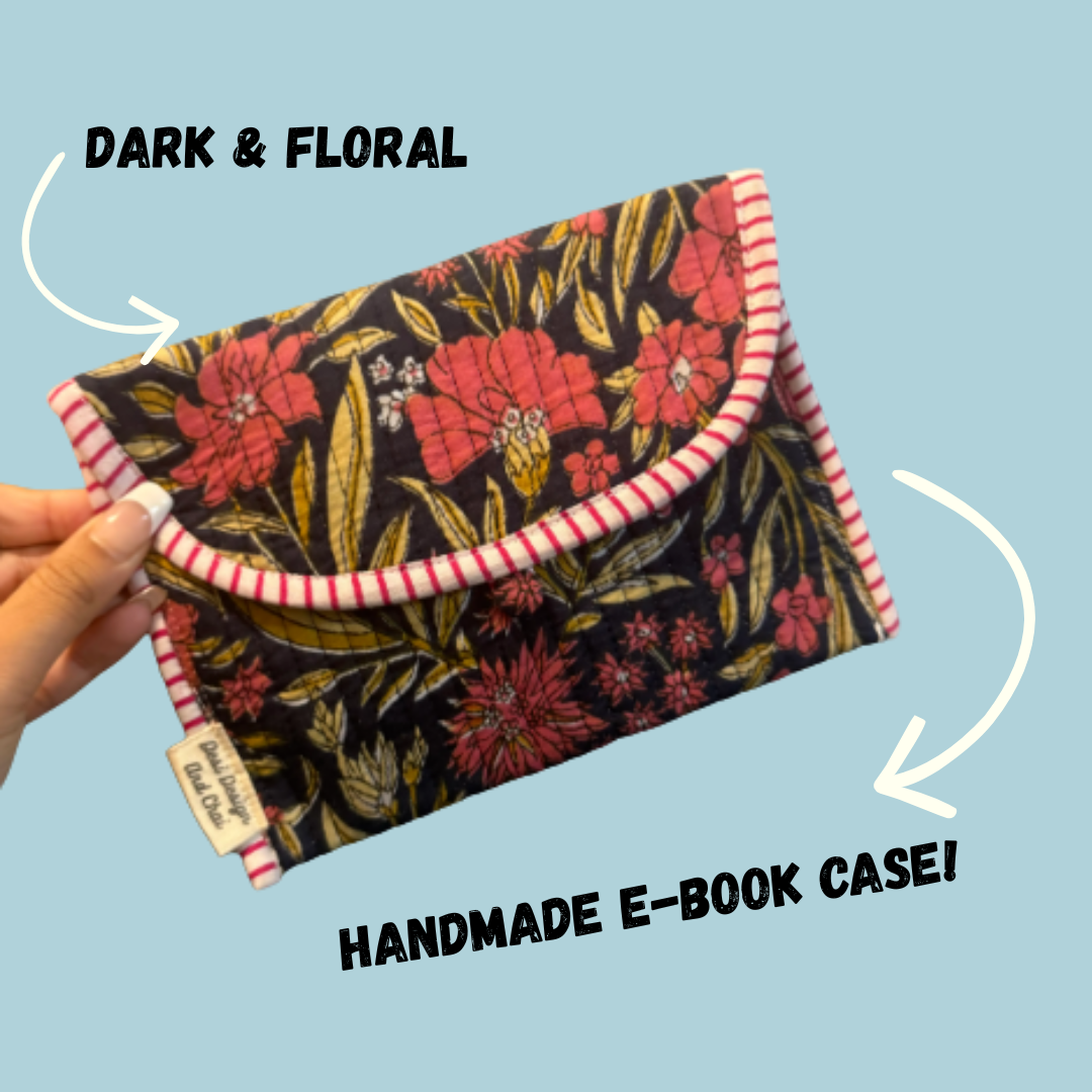 Block Printed & Handmade | eBook reader cotton pouch
