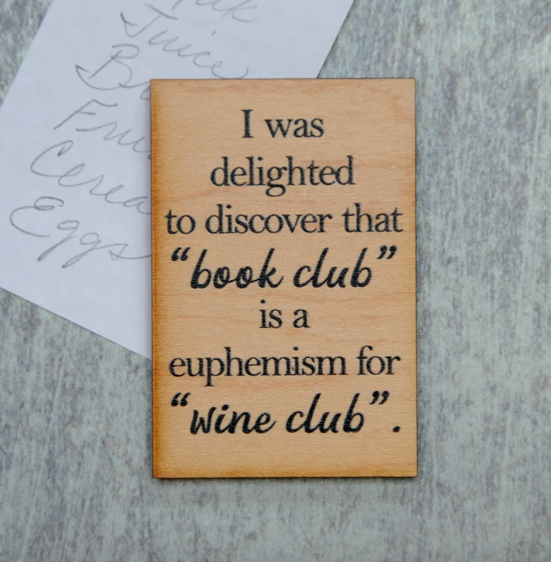 Book Club Wine Club Wooden Magnet