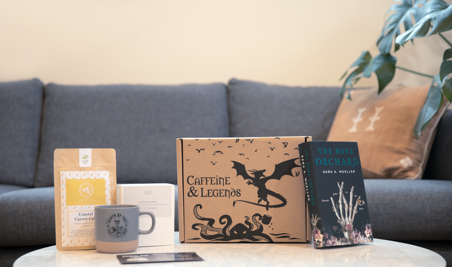 Monthly book subscription box for coffee and tea lovers