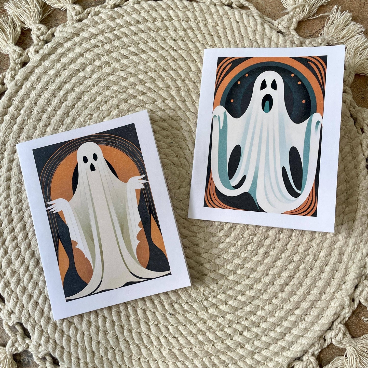 Art Deco Ghost Halloween Note Cards 