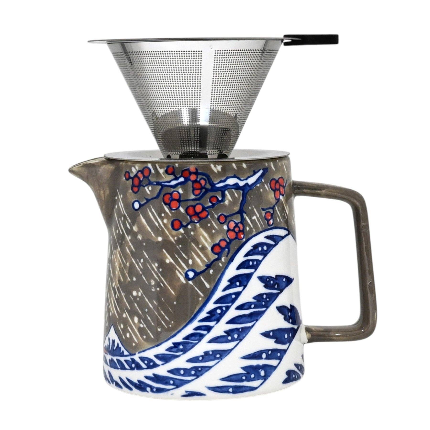 Tea maker with a decorative design on a white background
