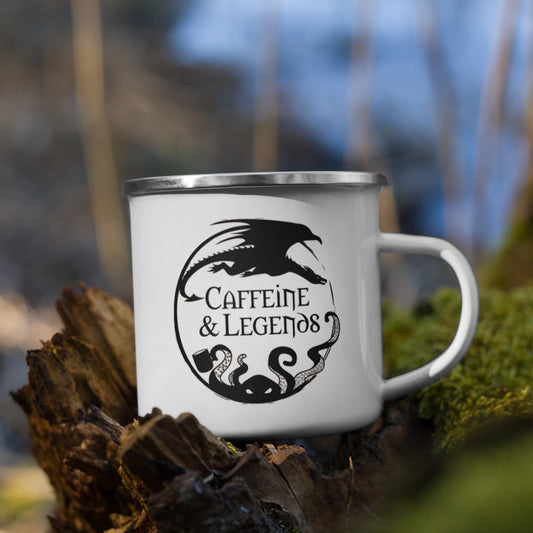 Caffeine and Legends Logo Enamel Mug