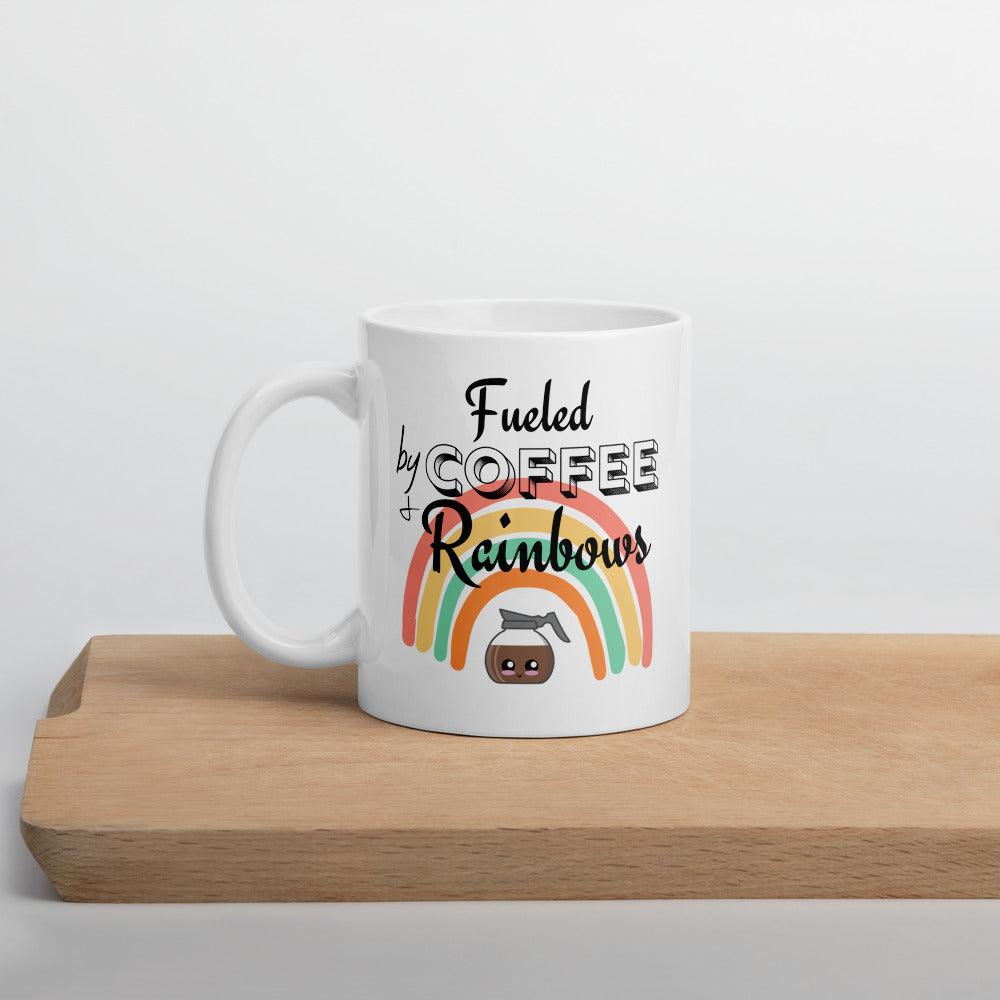 Fueled by Coffee & Rainbows Mug back