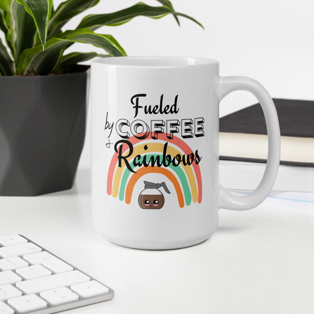 Fueled by Coffee & Rainbows Large Mug